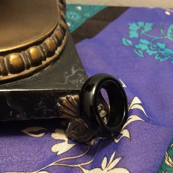 🎲TRADED🎲BLACK AGATE ring, unisex band - Picture 13 of 17